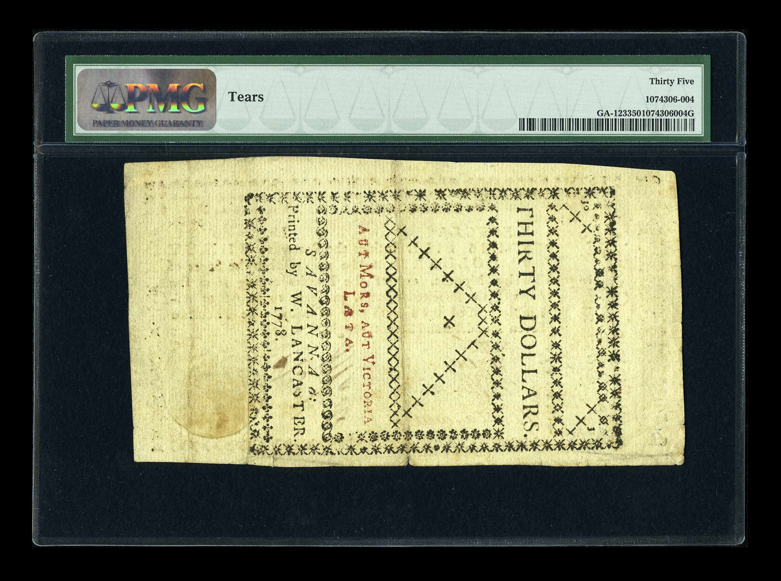 image for: Georgia May 4, 1778 $30 PMG Choice Very Fine 35....