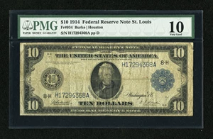 image for: Fr. 934 $10 1914 Federal Reserve Note PMG Very Good 10....