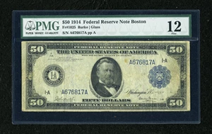 image for: Fr. 1025 $50 1914 Federal Reserve Note PMG Fine 12....