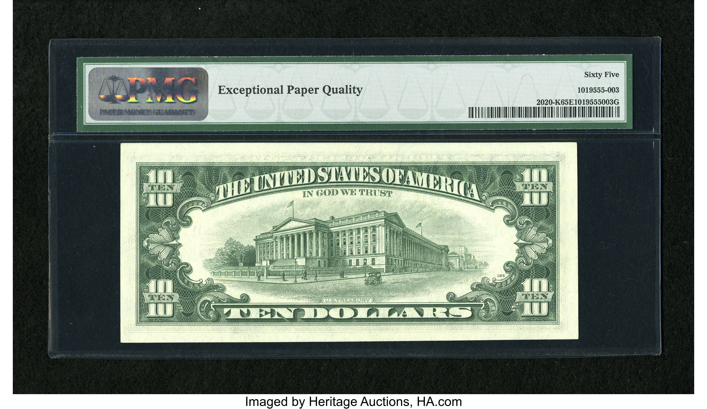image for: Fr. 2020-K $10 1969B Federal Reserve Note. PMG Gem Uncirculated 65 EPQ....