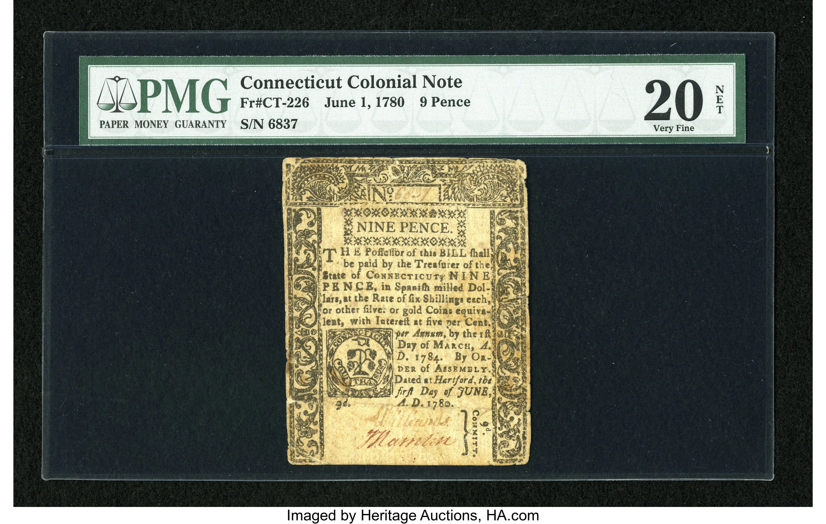 Series of June 1, 1780 Note Values & Prices | Greensheet display picture 1