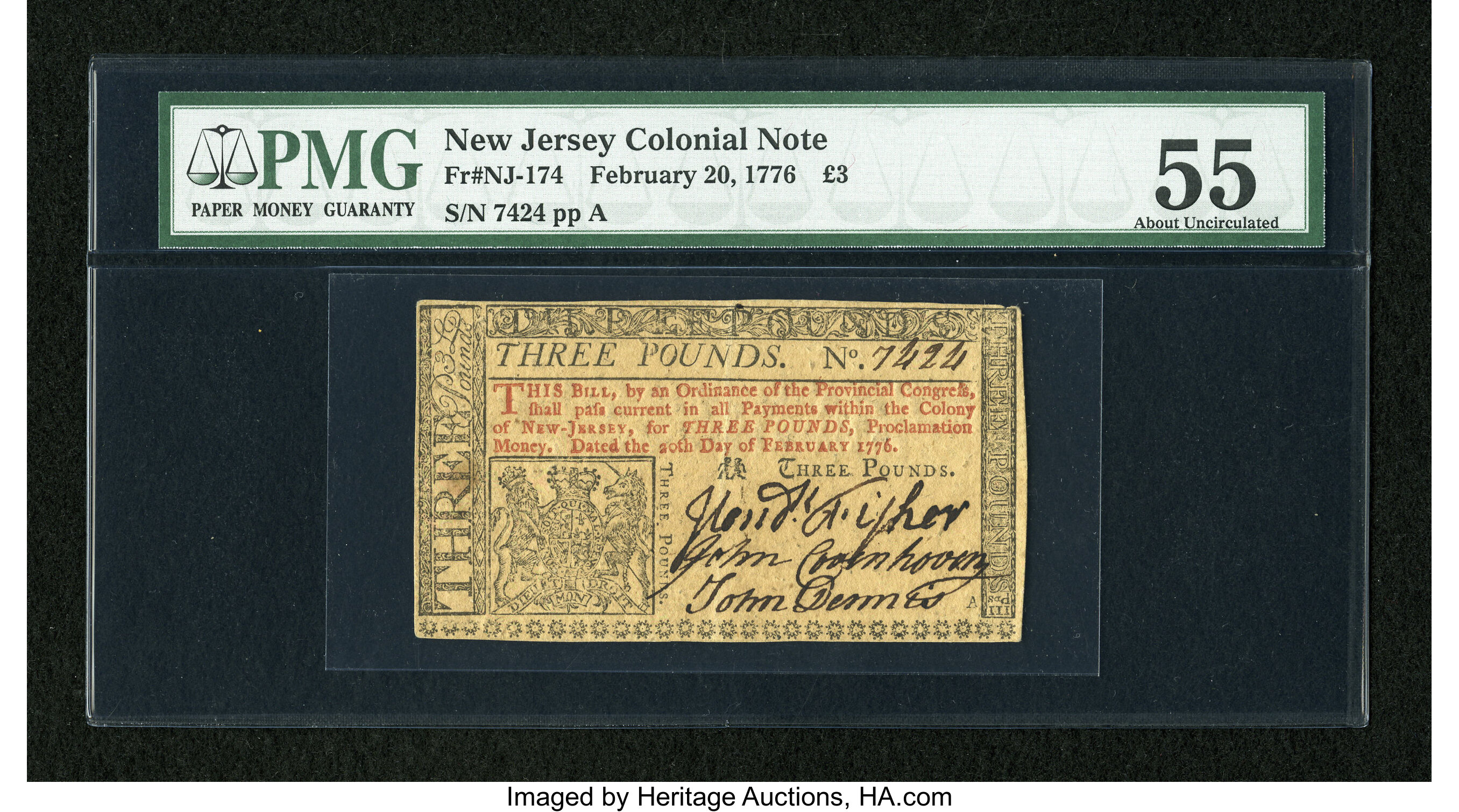 image for: New Jersey February 20, 1776 L3 PMG About Uncirculated 55....