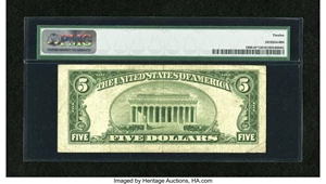 image for: Fr. 1960-H* $5 1934D Federal Reserve Note. PMG Fine 12....