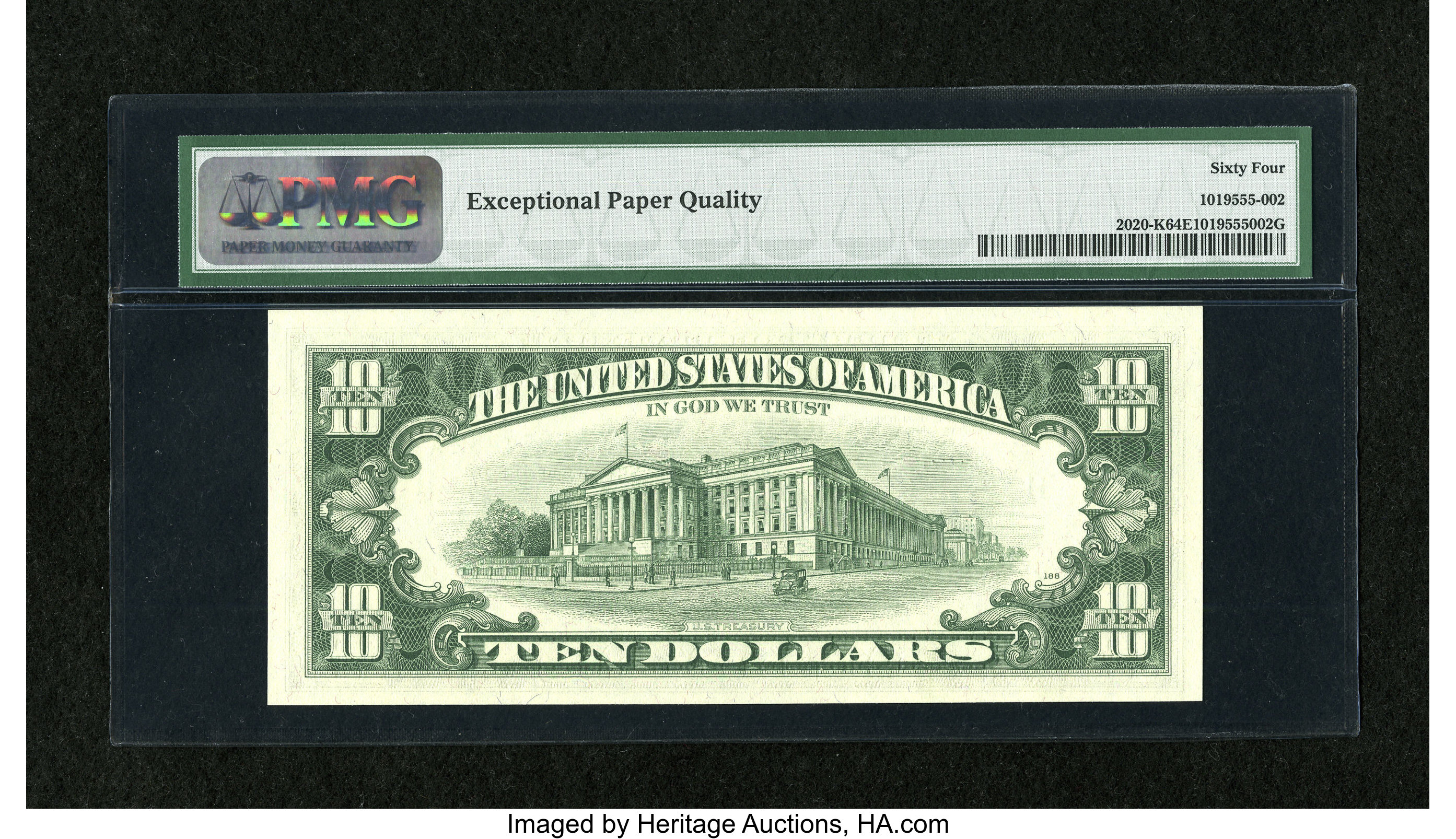image for: Fr. 2020-K $10 1969B Federal Reserve Note. PMG Choice Uncirculated 64 EPQ....