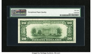 image for: Fr. 2055-L $20 1934A Mule Federal Reserve Note. PMG Choice About Unc 58 EPQ....