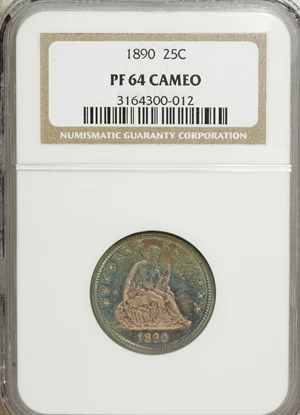 image for: 1890 25C PR64 Cameo NGC....