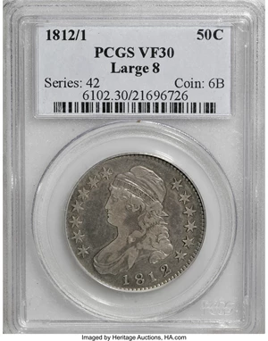 image for: 1812/1 50C Large 8 VF30 PCGS....