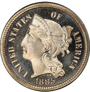 image for: 3CN 1885  PCGS  PR66 DCAM CAC