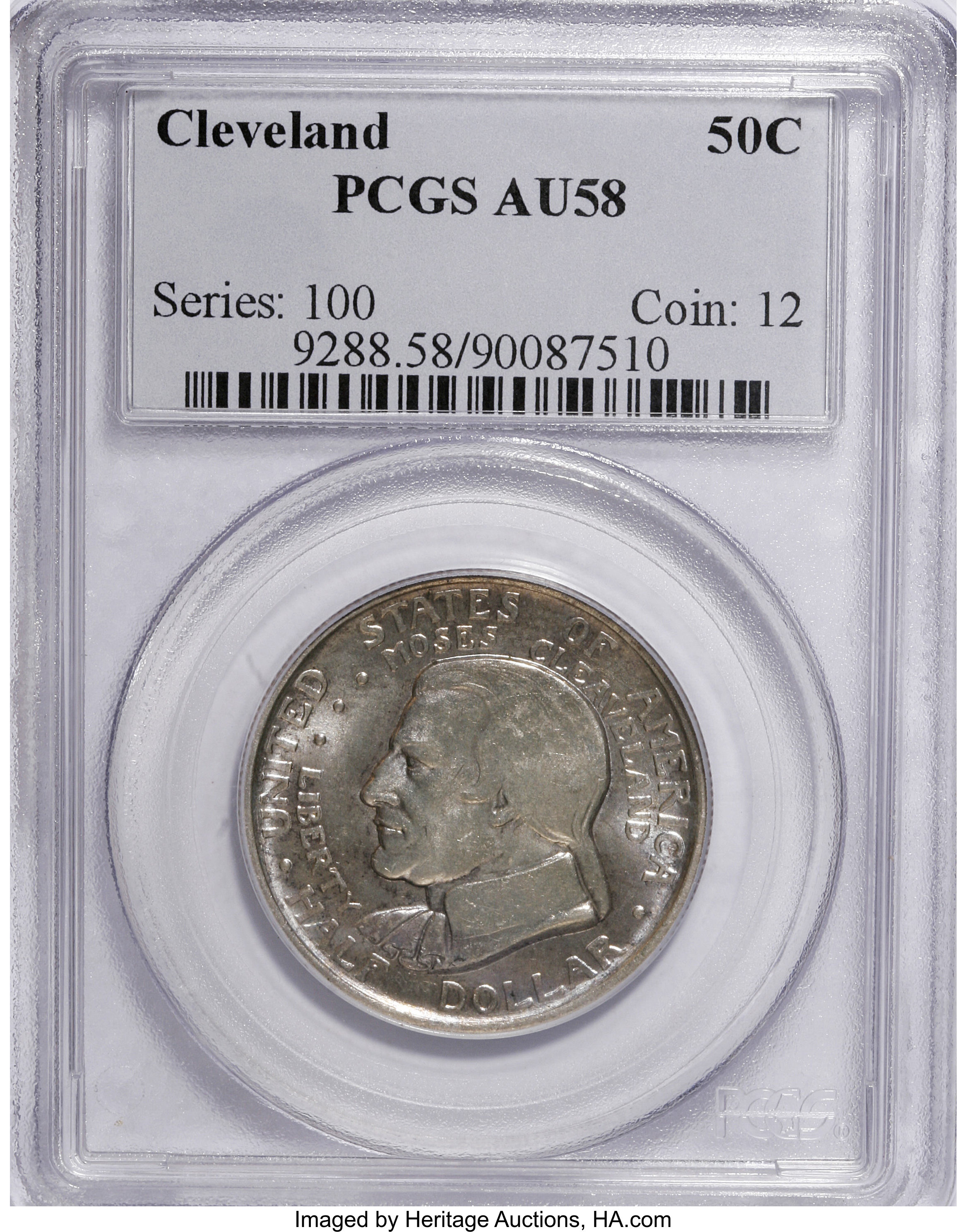 1936 50C Cleveland AU58 PCGS. PCGS Population (33/6751). NGC Census: (4/4297). Mintage: 50,030. Numismedia Wsl. Price for N...