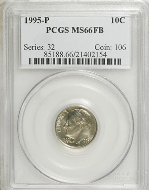 image for: 1995-P 10C MS66 Full Bands PCGS. PCGS Population (8/11). NGC Census: (0/0). Mintage: 1,125,500,032. (#85188)...