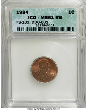 image for: 1984 1C Doubled Die Obverse MS61 Red and Brown ICG. FS-101. NGC Census: (1/53). PCGS Population (0/28). Numismedia Wsl. P...