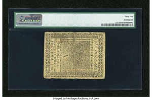 image for: Continental Currency July 22, 1776 $6 PMG Choice Very Fine 35....