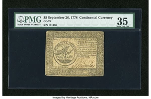 image for: Continental Currency September 26, 1778 $5 PMG Choice Very Fine 35....