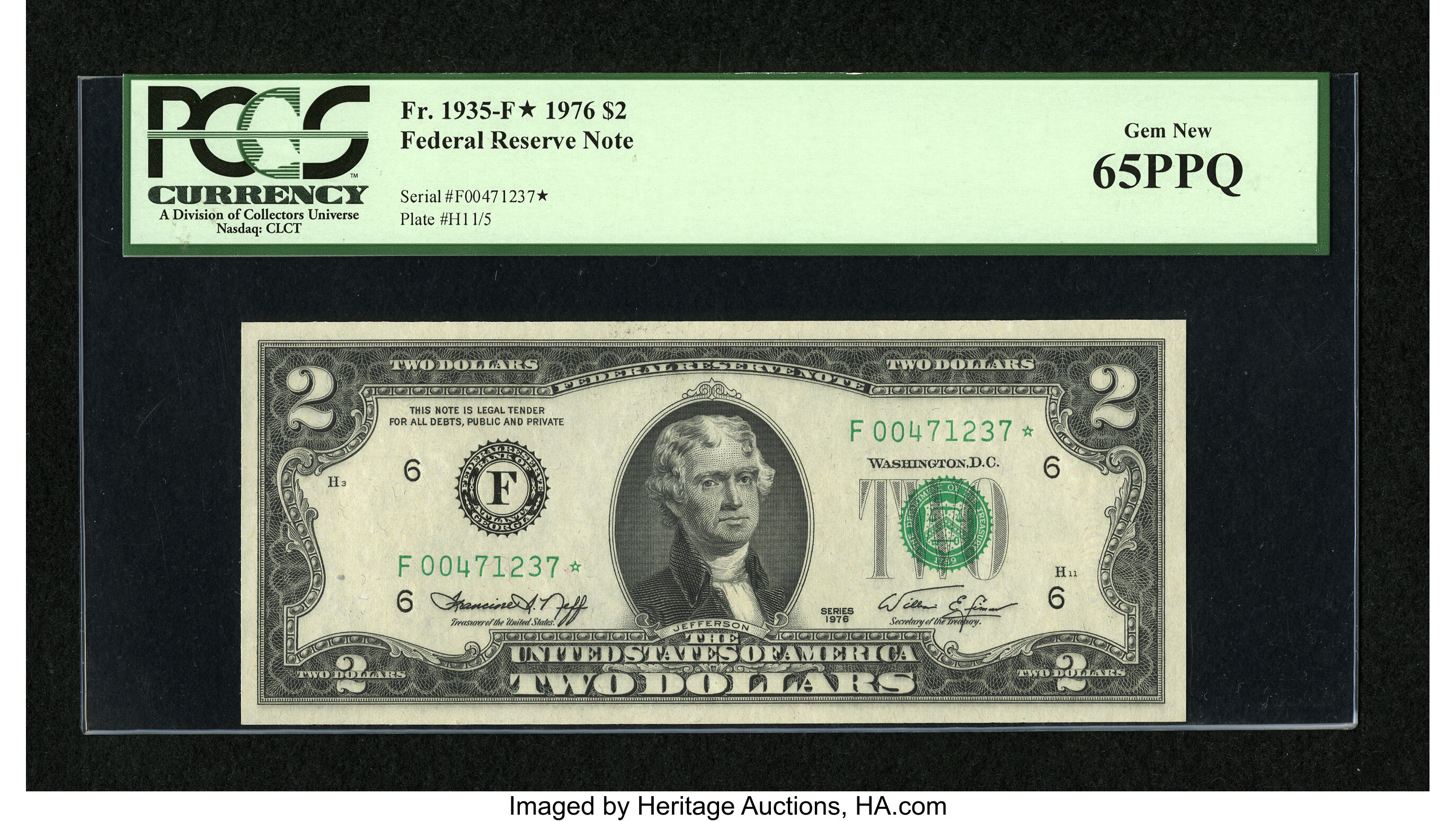 image for: Fr. 1935-F* $2 1976 Federal Reserve Star Note. PCGS Gem New 65PPQ....