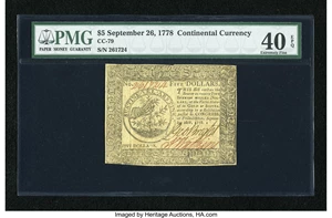 image for: Continental Currency September 26, 1778 $5 PMG Extremely Fine 40 EPQ....