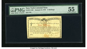 image for: New York January 6, 1776 (Water Works) 4s PMG About Uncirculated 55....