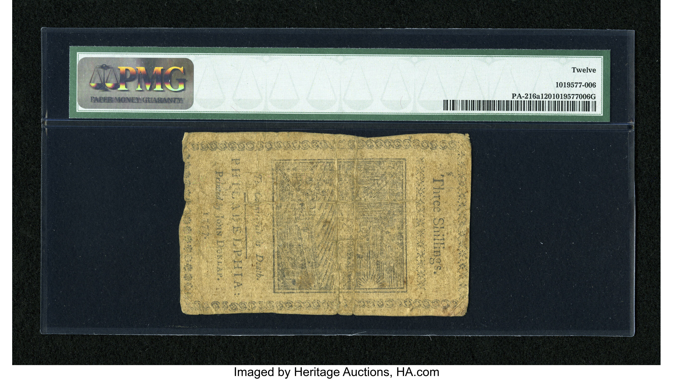 image for: Pennsylvania April 10, 1777 3s PMG Fine 12....