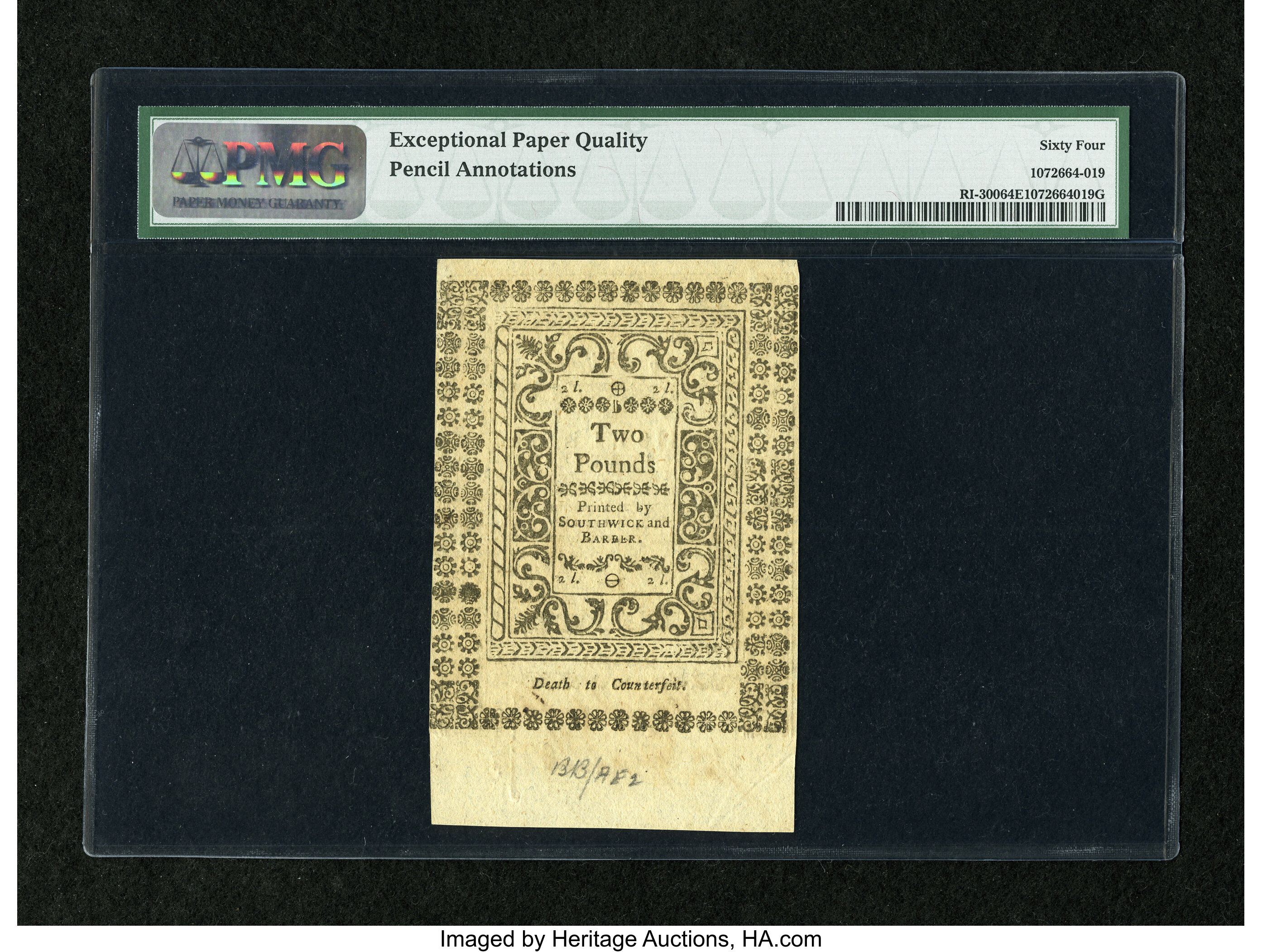image for: Rhode Island May 1786 40s PMG Choice Uncirculated 64 EPQ....