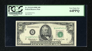 image for: Fr. 2112-B $50 1950E Federal Reserve Note. PCGS Very Choice New 64PPQ....