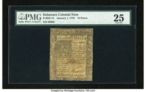 image for: Delaware January 1, 1776 18d PMG Very Fine 25....