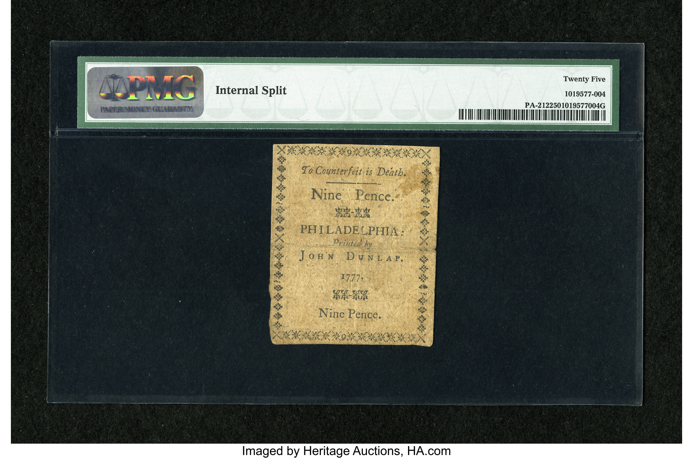 image for: Pennsylvania April 10, 1777 9d PMG Very Fine 25....