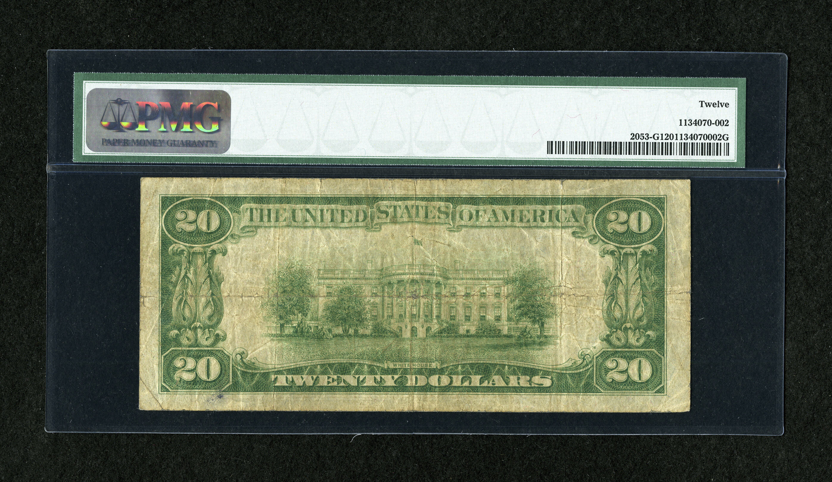 image for: Fr. 2053-G $20 1928C Federal Reserve Note. PMG Fine 12....