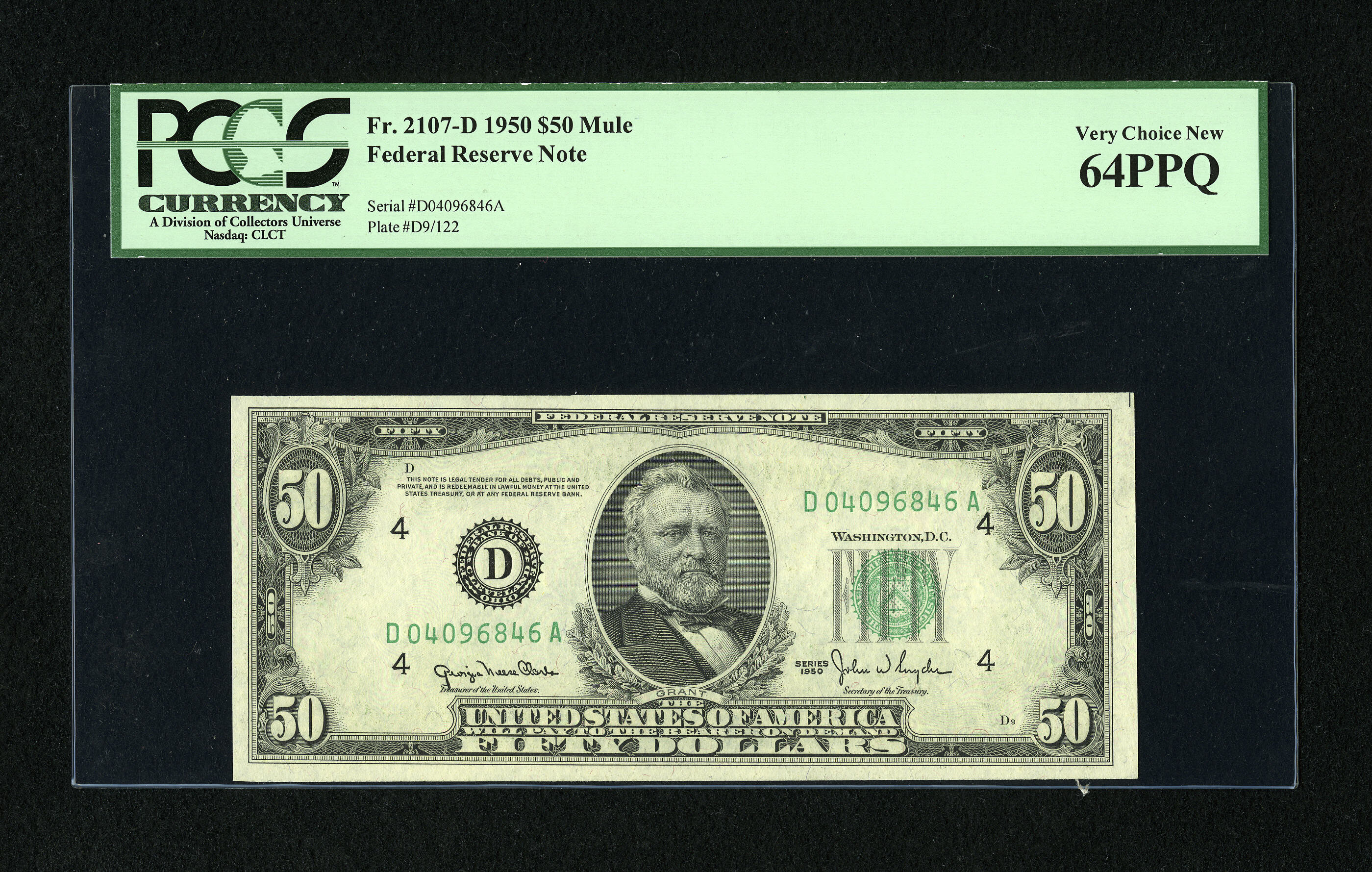 image for: Fr. 2107-D $50 1950 Mule Federal Reserve Note. PCGS Very Choice New 64PPQ....
