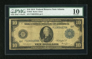 image for: Fr. 925 $10 1914 Federal Reserve Note PMG Very Good 10....