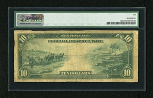 image for: Fr. 925 $10 1914 Federal Reserve Note PMG Very Good 10....