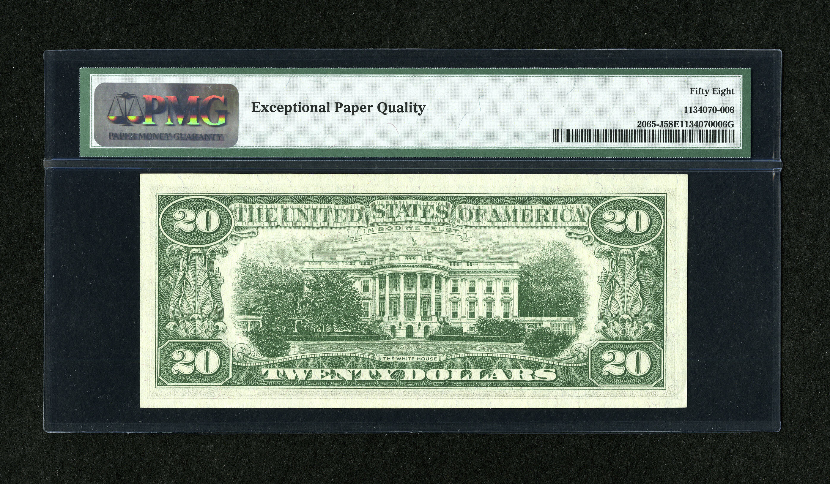 image for: Low Serial Number Fr. 2065-J $20 1963 Federal Reserve Note. PMG Choice About Unc 58 EPQ....