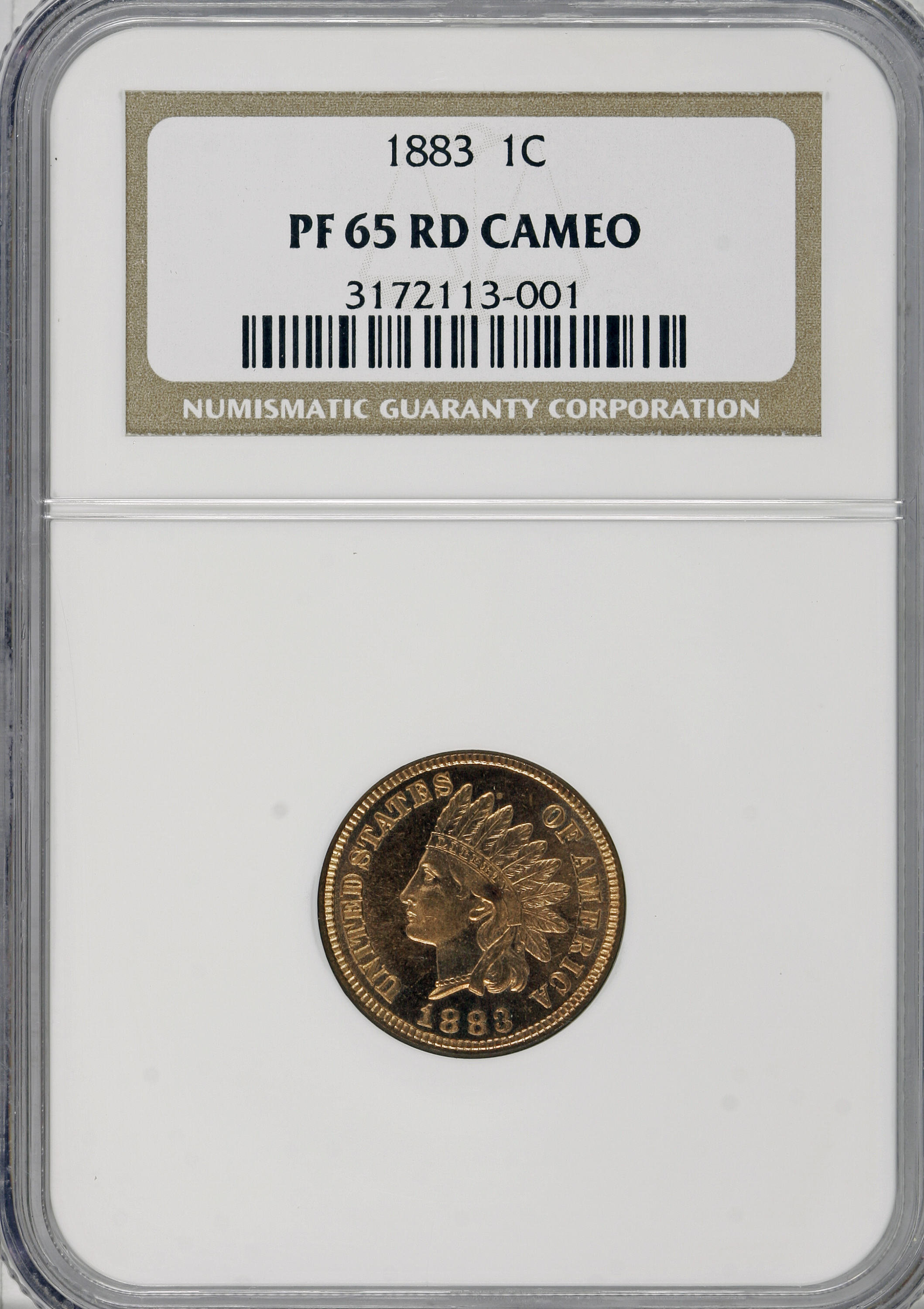 image for: 1883 1C PR65 Red Cameo NGC....