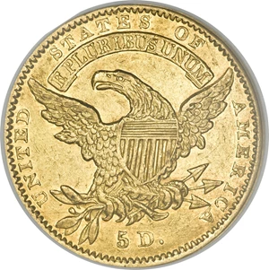 image for: 1834 $5 Capped Head, Crosslet 4 AU55 NGC....