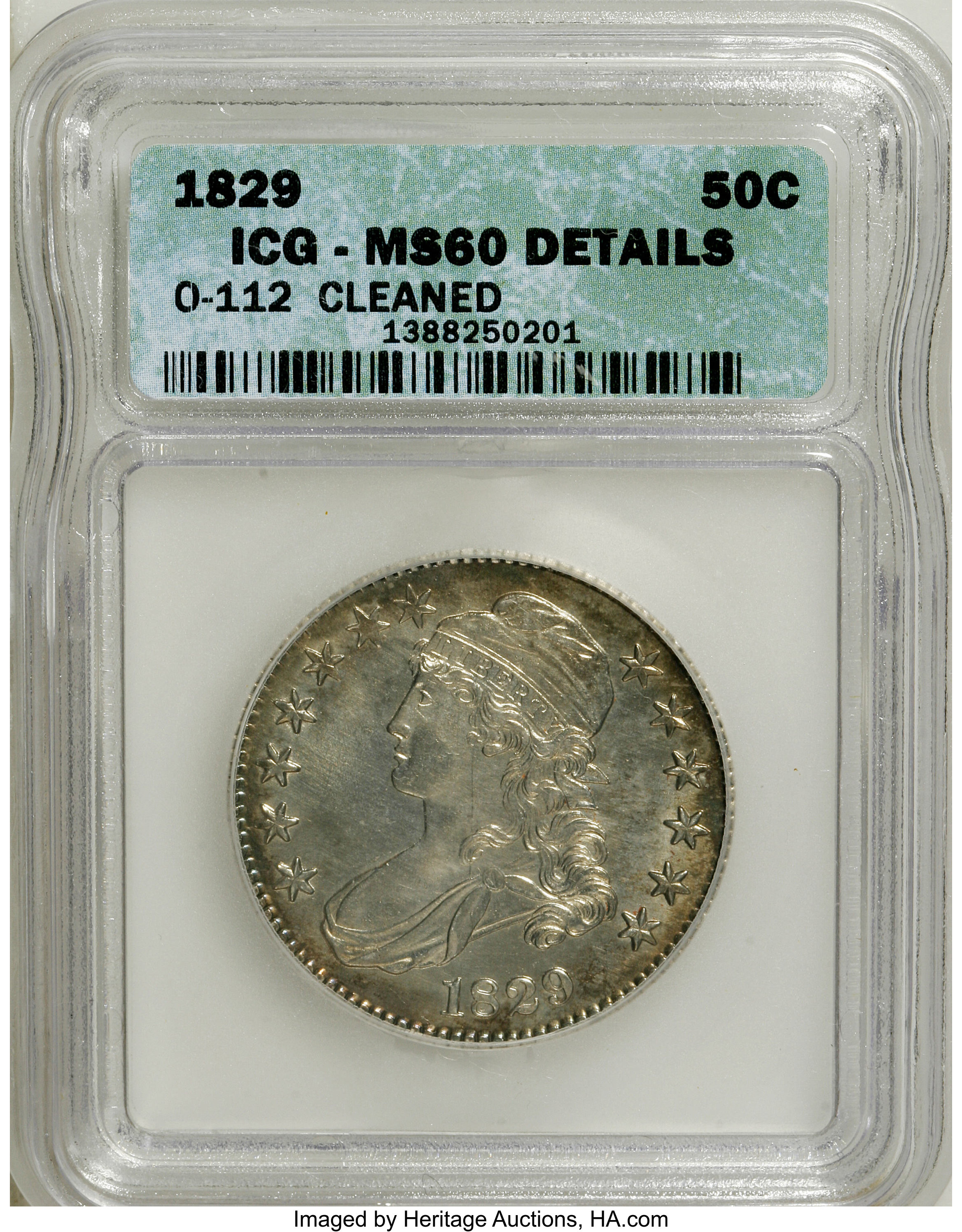 Image for 1829 50c Small Letters MS60 CAC