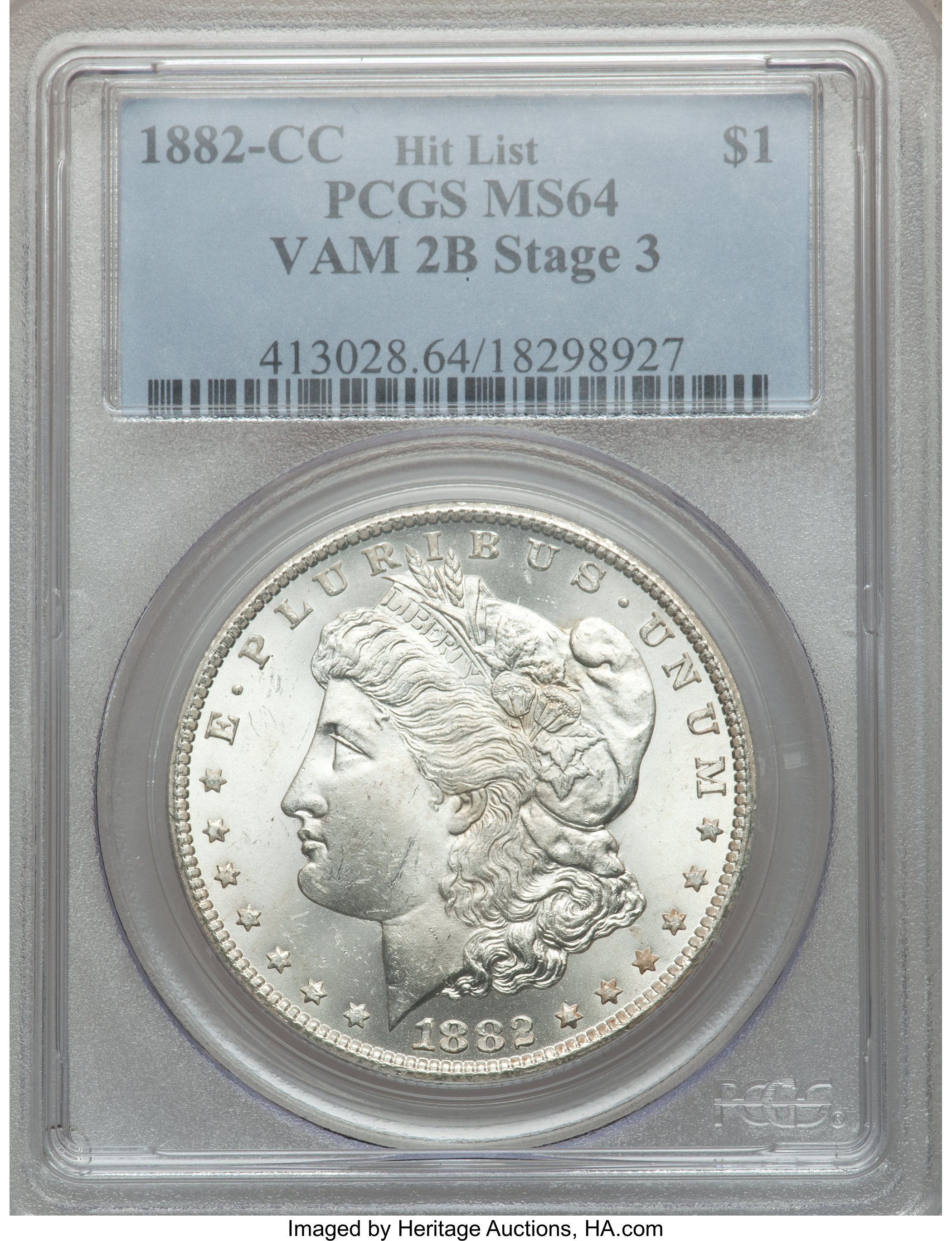 image for: 1882-CC $1 VAM-2B, Stage 3, MS64 PCGS. Hit List. PCGS Population (0/0). NGC Census: (0/0).  From The Parcfeld Collectio...