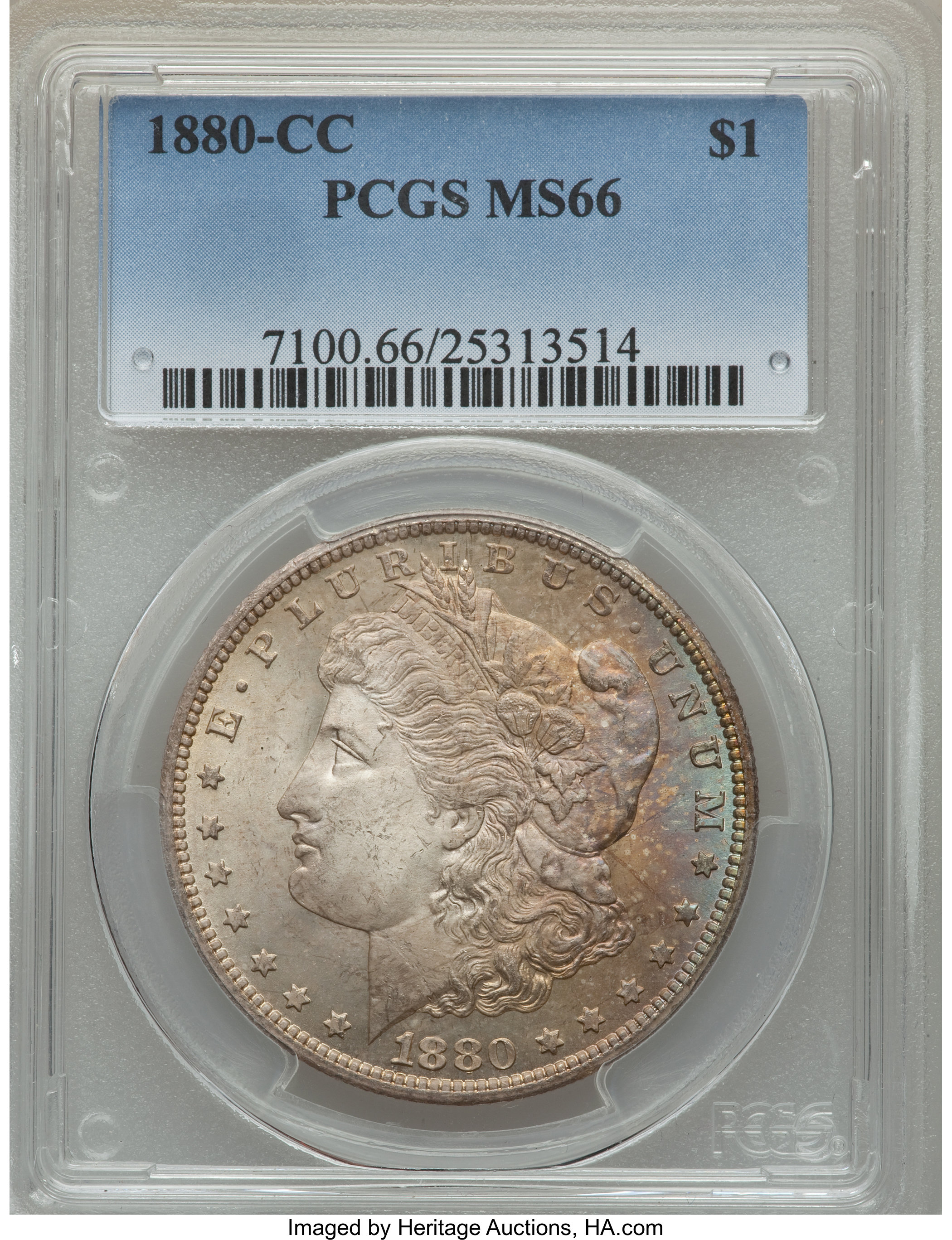 image for: 1880-CC $1 Reverse of 1879, 8/7 Dash, VAM-3, MS66 PCGS....