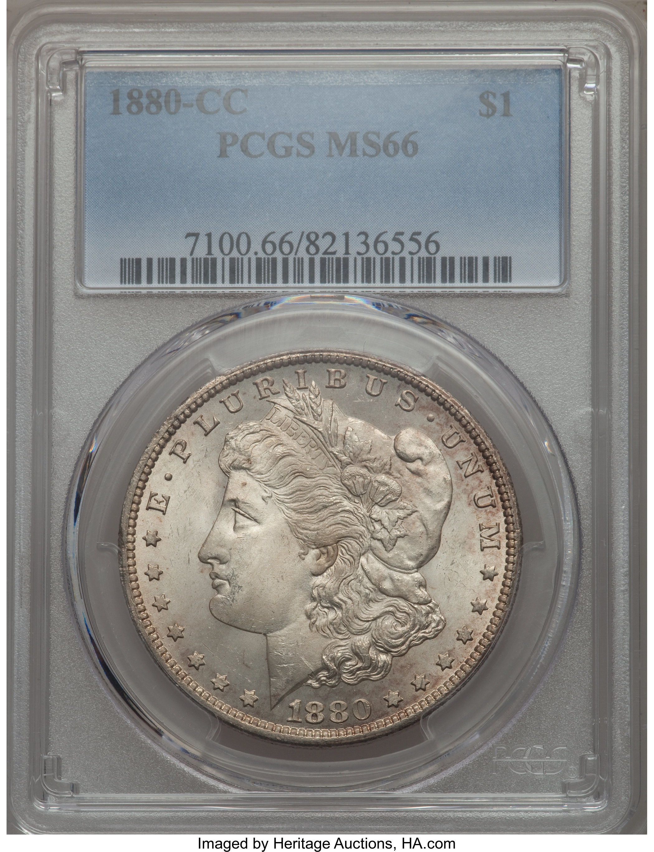 image for: 1880-CC $1 Reverse of 1879, 8/7 Dash, VAM-3, MS66 PCGS....