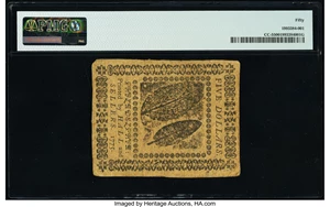 image for: Continental Currency May 10, 1775 $5 PMG About Uncirculated 50....