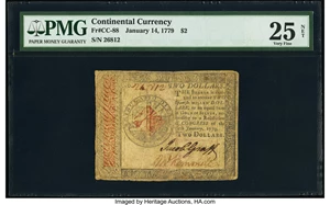 image for: Continental Currency January 14, 1779 $2 PMG Very Fine 25 Net....