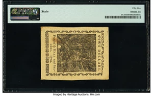 image for: Continental Currency January 14, 1779 $5 PMG About Uncirculated 55....