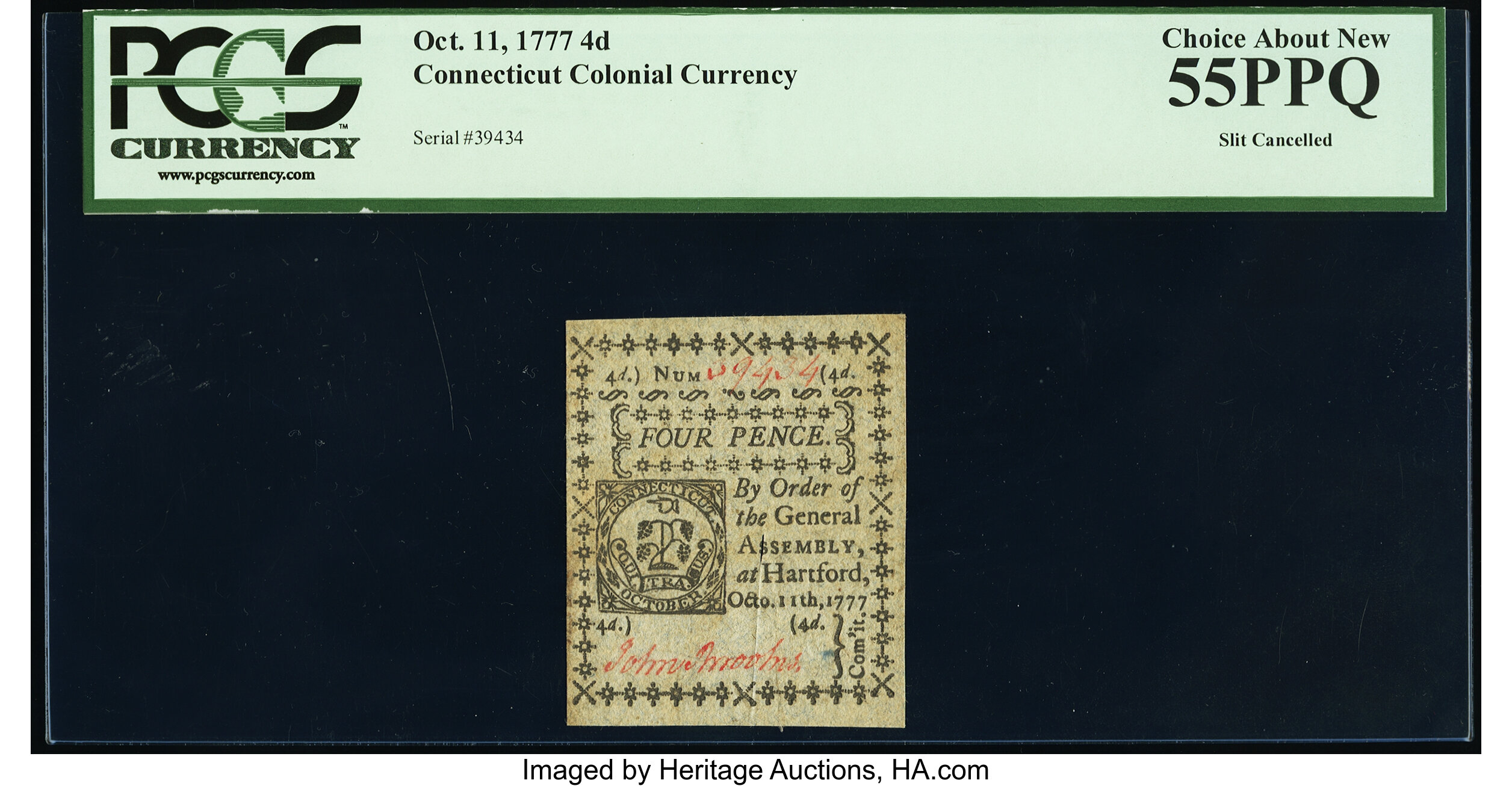 image for: Connecticut October 11, 1777 4d PCGS Choice About New 55PPQ....
