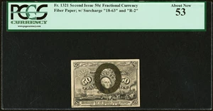 image for: Fr. 1321 50¢ Second Issue PCGS About New 53....