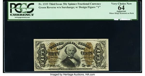 image for: Fr. 1333 50¢ Third Issue Spinner PCGS Apparent Very Choice New 64....
