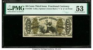 image for: Fr. 1363 50¢ Third Issue Justice PMG About Uncirculated 53....