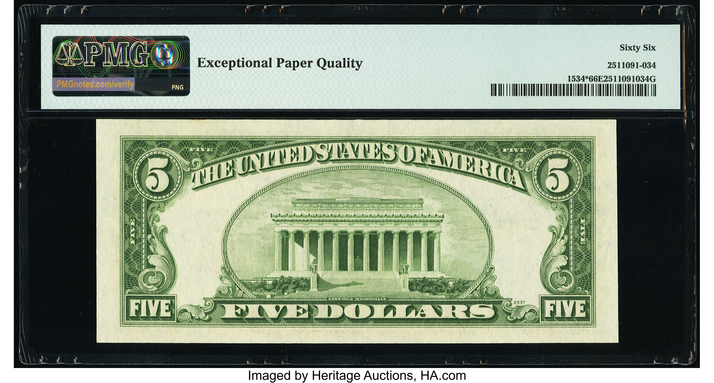 image for: Fr. 1534* $5 1953B Legal Tender Star Note. PMG Gem Uncirculated 66 EPQ....