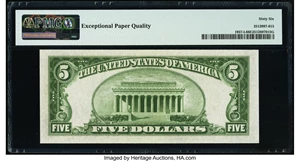 image for: Fr. 1957-L $5 1934A Federal Reserve Note. PMG Gem Uncirculated 66 EPQ....