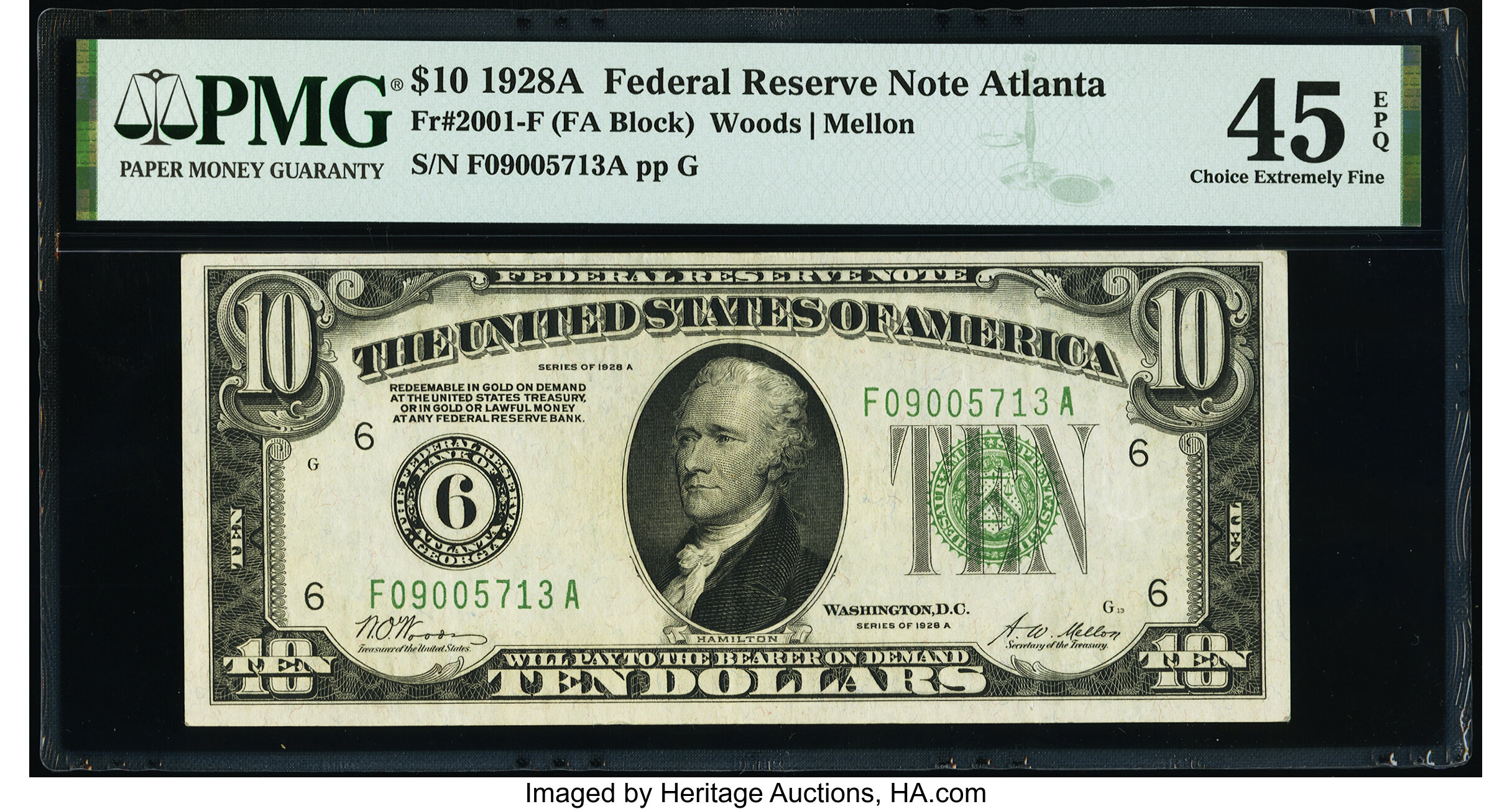 image for: Fr. 2001-F $10 1928A Federal Reserve Note. PMG Choice Extremely Fine 45 EPQ....
