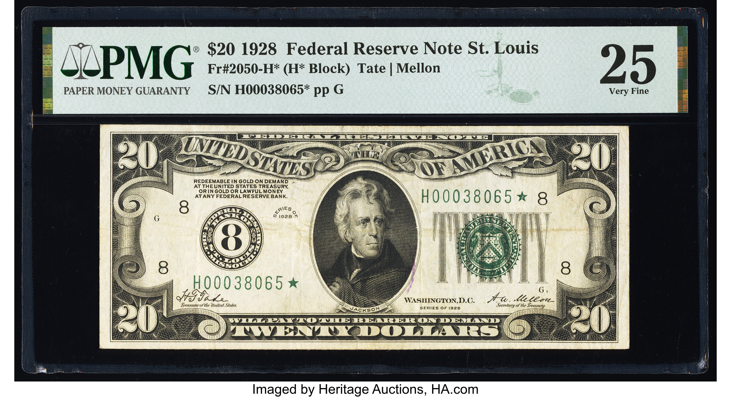 image for: Fr. 2050-H* $20 1928 Federal Reserve Star Note. PMG Very Fine 25....