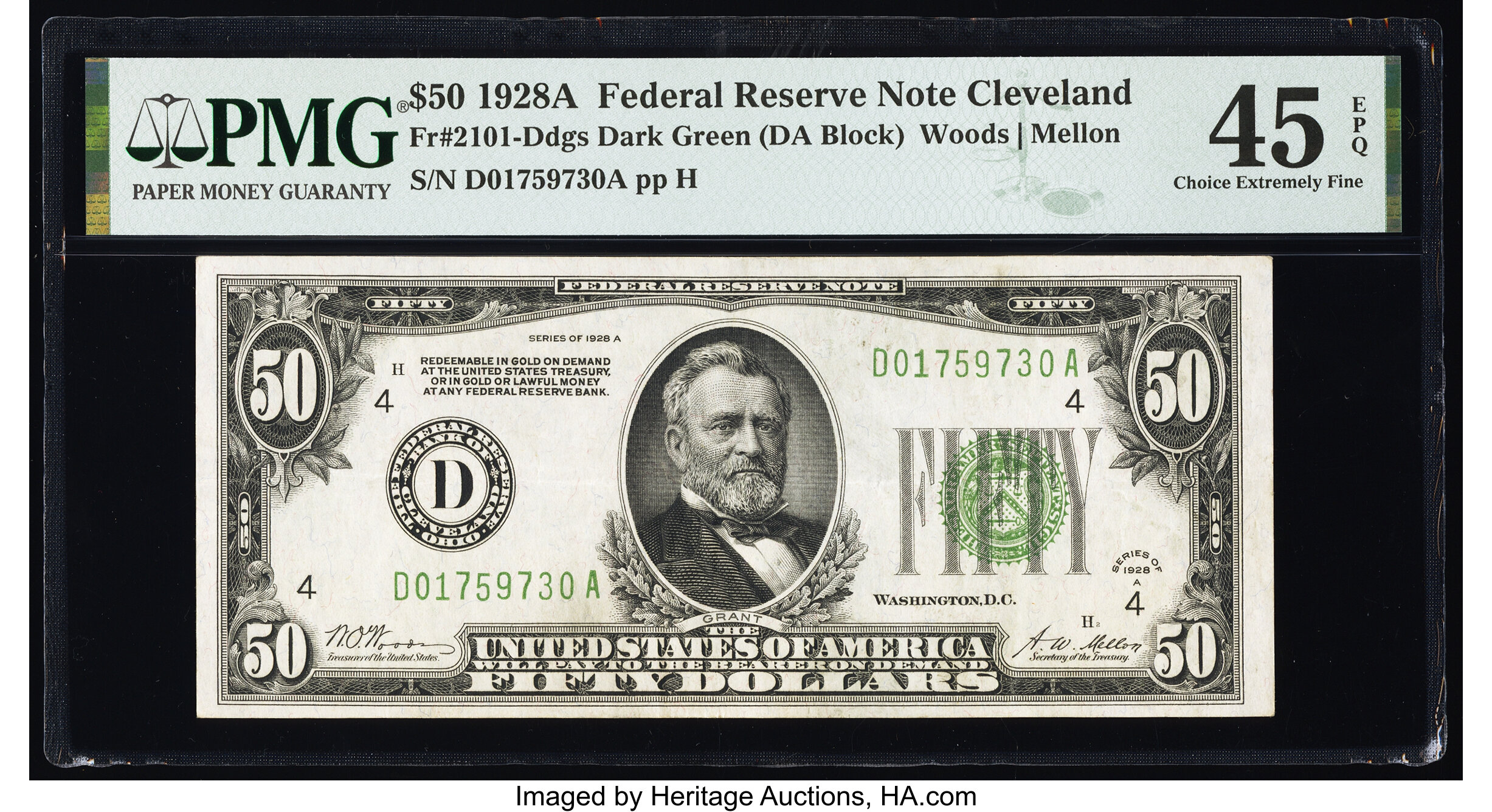 image for: Fr. 2101-D $50 1928A Federal Reserve Note. PMG Choice Extremely Fine 45 EPQ....