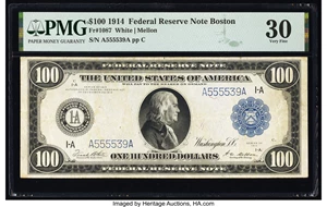 image for: Fr. 1087 $100 1914 Federal Reserve Note PMG Very Fine 30....