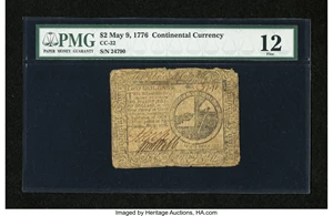 image for: Continental Currency May 9, 1776 $2 PMG Fine 12....